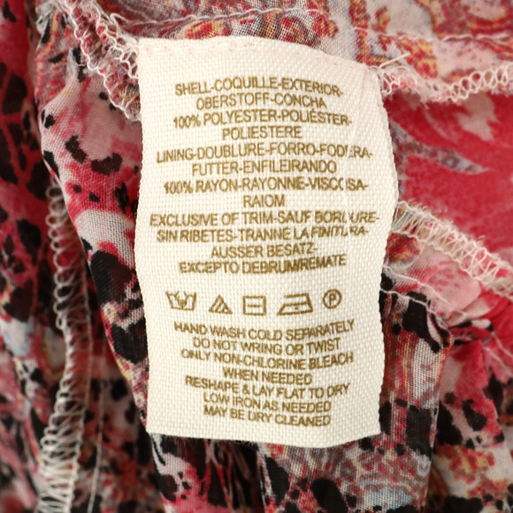 Free People Dress Womens 10 Maxi Ivory Red Pink Floral Lace Trim Lined Chiffon - Picture 11 of 13